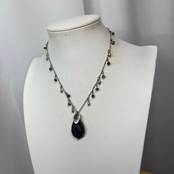 Chico's beaded pendant necklace signed costume jewelry silver tone oriental - Picture 1 of 15